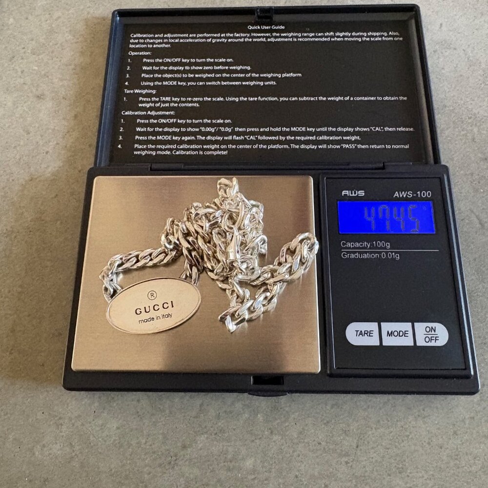 Authentic GUCCI curb chain & Gucci tag sterling silver necklace stamped $800+ - Picture 15 of 16